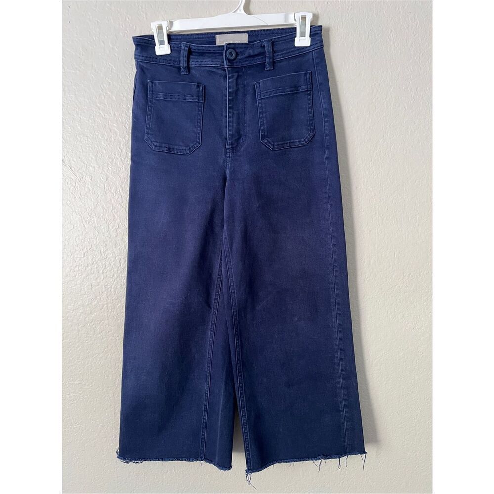 EUC EVERLANE High-Waist Wide Leg Navy Denim Pants in Size 2